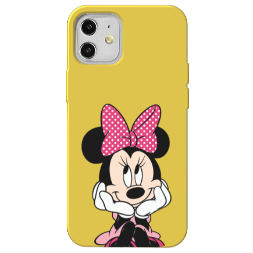 Apple iPhone 12 Minnie 2 Yellow Colored Silicone TPU Θήκη