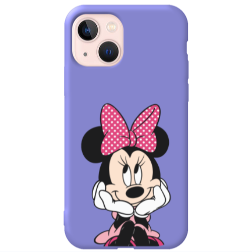 Apple iPhone 13 Minnie 2 Purple Colored Silicone TPU Θήκη