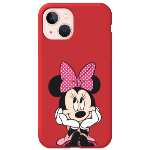 Apple iPhone 13 Minnie 2 Red Colored Silicone TPU Θήκη