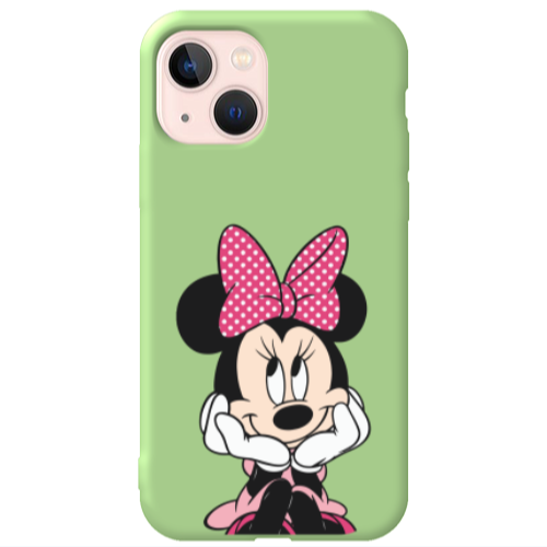 Apple iPhone 13 Minnie 2 Light Green Colored Silicone TPU Θήκη