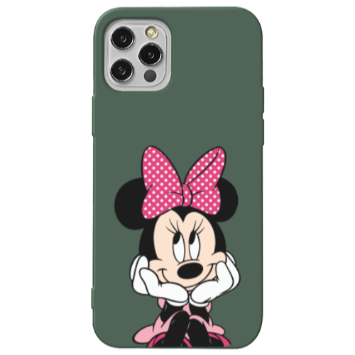 Apple iPhone 13 Pro Minnie 2 Dark Green Colored Silicone TPU Θήκη