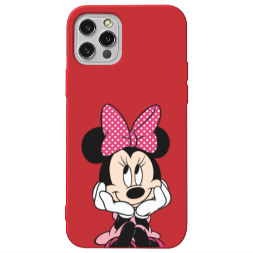 Apple iPhone 12 Pro Minnie 2 Red Colored Silicone TPU Θήκη