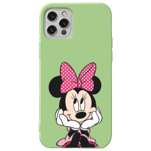 Apple iPhone 12 Pro Minnie 2 Light Green Colored Silicone TPU Θήκη