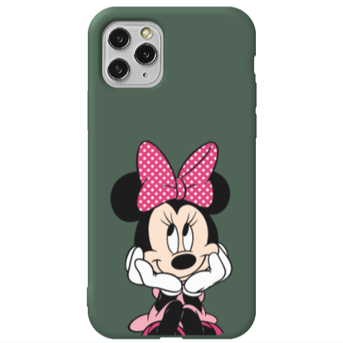 Apple iPhone 11 Pro Max Minnie 2 Dark Green Colored Silicone TPU Θήκη