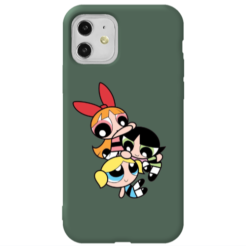 Apple iPhone 11  Powerpuff Dark Green Colored Silicone TPU Θήκη