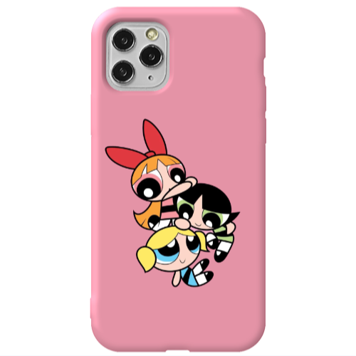 Apple iPhone 11 Pro Powerpuff Pink Colored Silicone TPU Θήκη