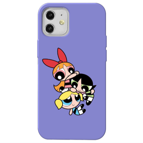 Apple iPhone 12 Powerpuff Purple Colored Silicone TPU Θήκη