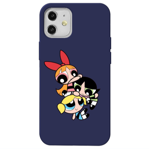 Apple iPhone 12 Powerpuff Dark blue Colored Silicone TPU Θήκη