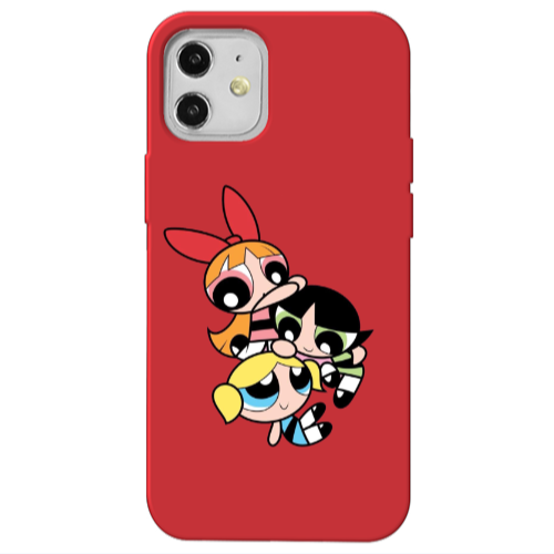 Apple iPhone 12 Powerpuff Red Colored Silicone TPU Θήκη