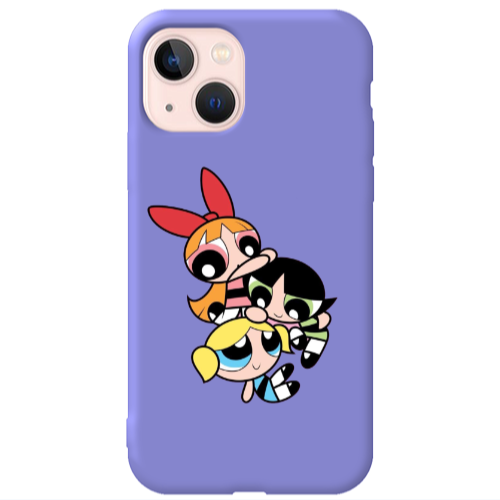 Apple iPhone 13 Powerpuff Purple Colored Silicone TPU Θήκη