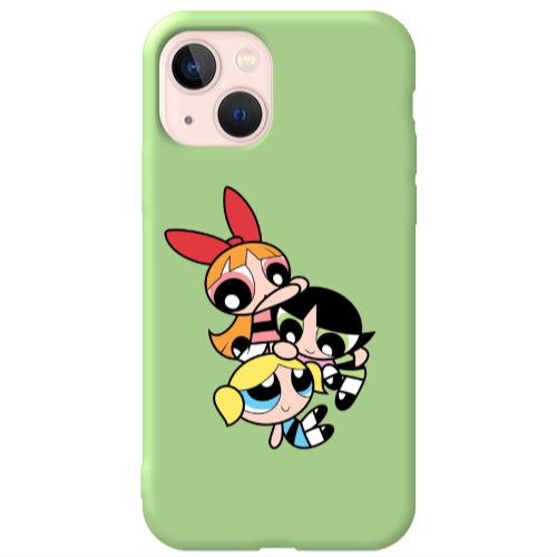 Apple iPhone 13 Powerpuff Light Green Colored Silicone TPU Θήκη