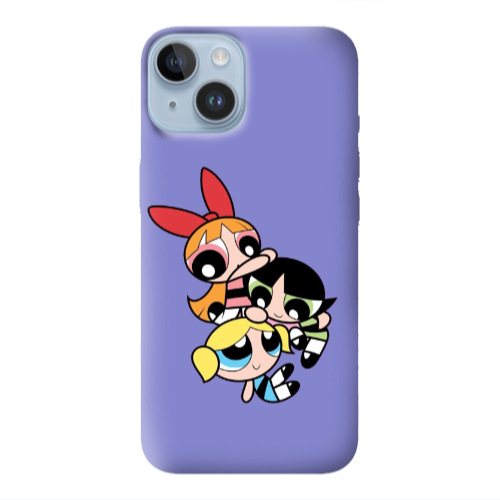 Apple iPhone 14 Plus Powerpuff Purple Colored Silicone TPU Θήκη