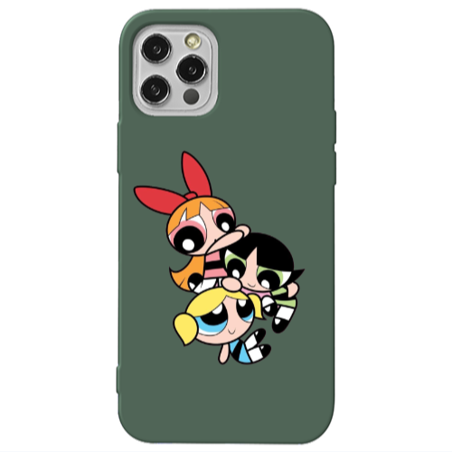 Apple iPhone 13 Pro Powerpuff Dark Green Colored Silicone TPU Θήκη