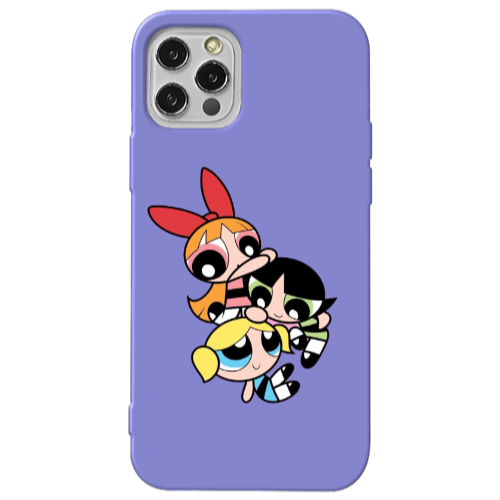 Apple iPhone 12 Pro Powerpuff Purple Colored Silicone TPU Θήκη