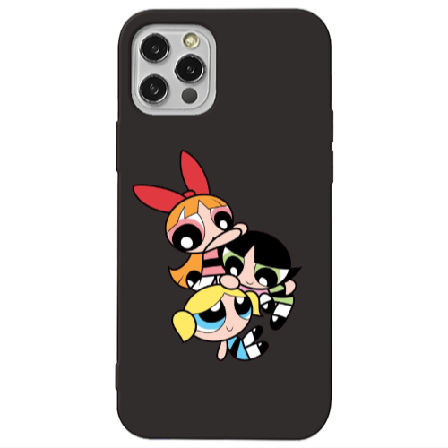 Apple iPhone 12 Pro Powerpuff Black Colored Silicone TPU Θήκη