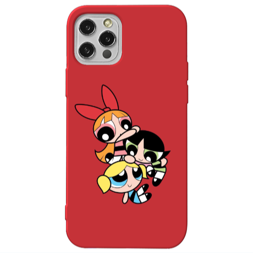 Apple iPhone 12 Pro Powerpuff Red Colored Silicone TPU Θήκη