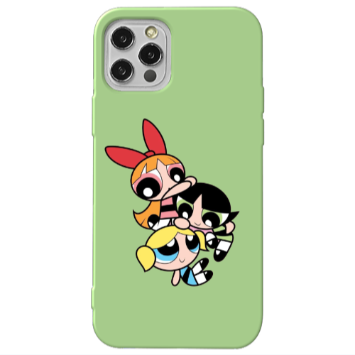 Apple iPhone 12 Pro Powerpuff Light Green Colored Silicone TPU Θήκη