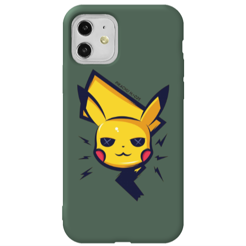 Apple iPhone 11  Pikachu Dark Green Colored Silicone TPU Θήκη