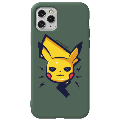 Apple iPhone 11 Pro Pikachu Dark Green Colored Silicone TPU Θήκη