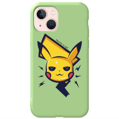 Apple iPhone 13 Pikachu Light Green Colored Silicone TPU Θήκη
