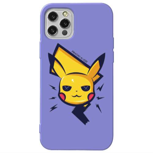 Apple iPhone 12 Pro Max Pikachu Purple Colored Silicone TPU Θήκη