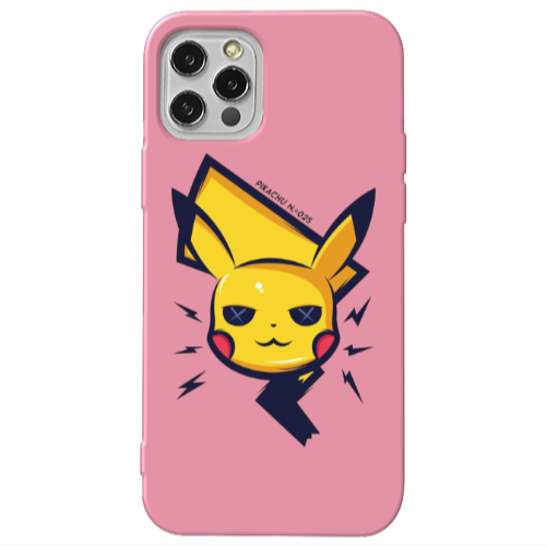 Apple iPhone 12 Pro Max Pikachu Pink Colored Silicone TPU Θήκη