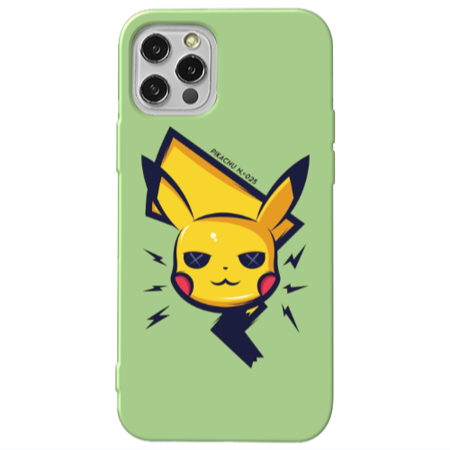 Apple iPhone 12 Pro Max Pikachu Light Green Colored Silicone TPU Θήκη