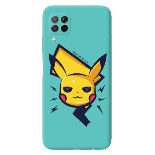 Huawei P40 Lite Pikachu Turquoise Colored Silicone TPU Θήκη