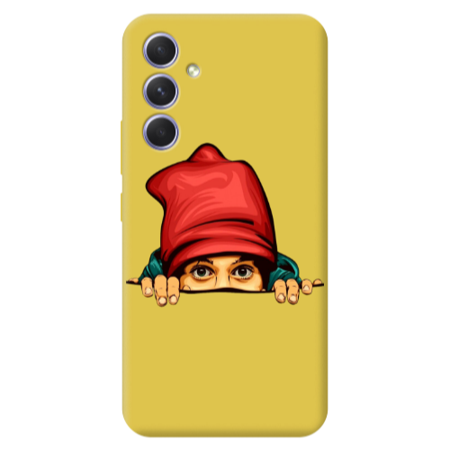 Samsung A56 Hidden Girl Yellow Colored Silicone TPU Θήκη