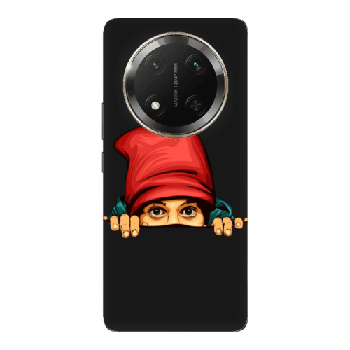 Honor Magic 7 Lite Hidden Girl Black Colored Silicone TPU Θήκη