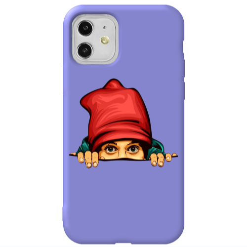 Apple iPhone 11  Hidden Girl Purple Colored Silicone TPU Θήκη