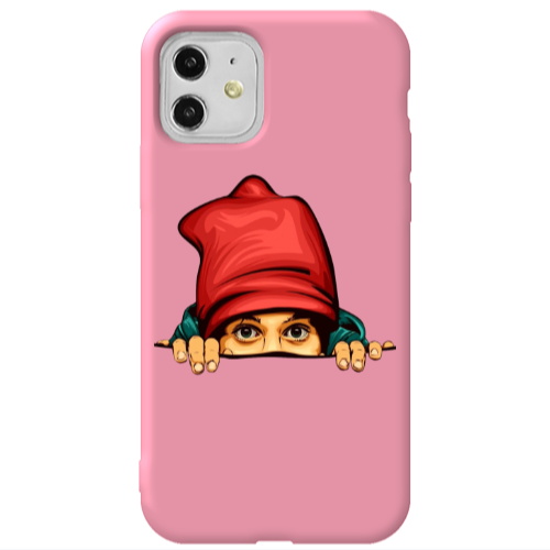 Apple iPhone 11  Hidden Girl Pink Colored Silicone TPU Θήκη
