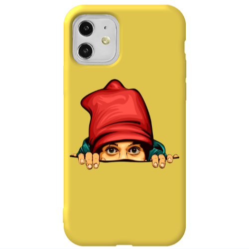Apple iPhone 11  Hidden Girl Yellow Colored Silicone TPU Θήκη