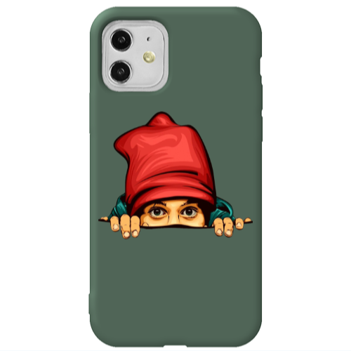 Apple iPhone 11  Hidden Girl Dark Green Colored Silicone TPU Θήκη