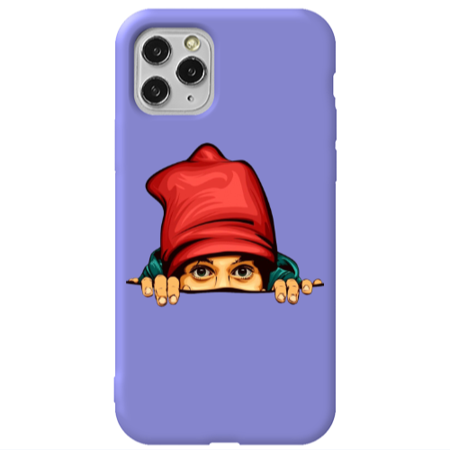Apple iPhone 11 Pro Hidden Girl Purple Colored Silicone TPU Θήκη