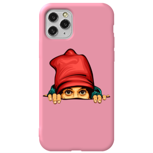Apple iPhone 11 Pro Hidden Girl Pink Colored Silicone TPU Θήκη