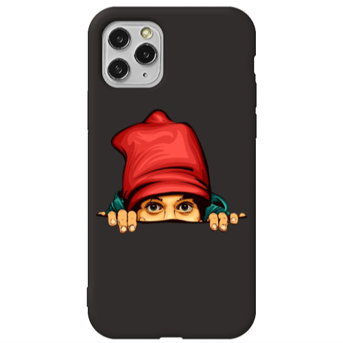 Apple iPhone 11 Pro Hidden Girl Black Colored Silicone TPU Θήκη