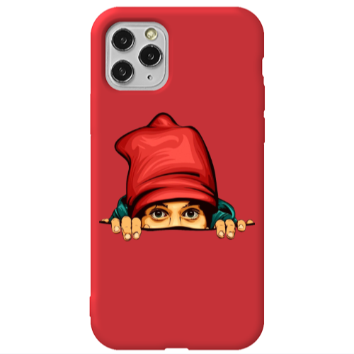 Apple iPhone 11 Pro Hidden Girl Red Colored Silicone TPU Θήκη