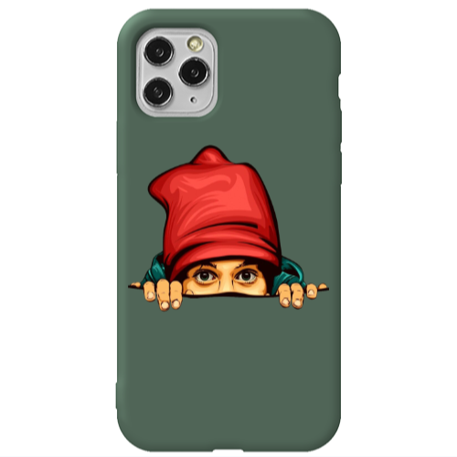 Apple iPhone 11 Pro Hidden Girl Dark Green Colored Silicone TPU Θήκη