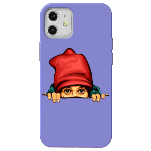 Apple iPhone 12 Hidden Girl Purple Colored Silicone TPU Θήκη