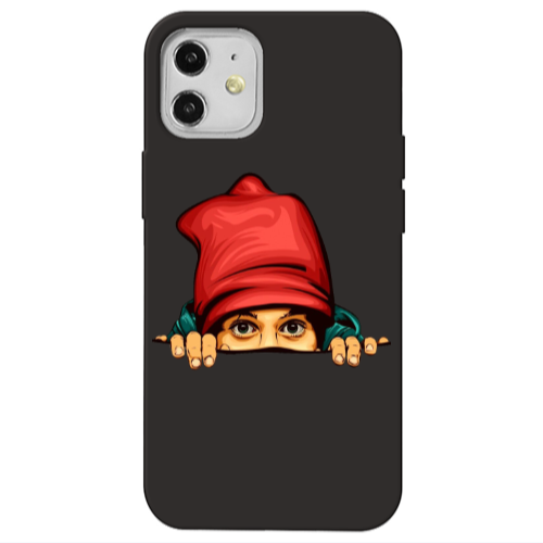 Apple iPhone 12 Hidden Girl Black Colored Silicone TPU Θήκη