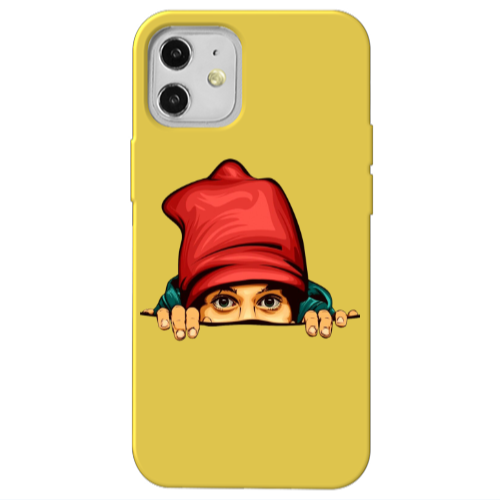 Apple iPhone 12 Hidden Girl Yellow Colored Silicone TPU Θήκη