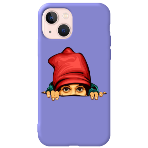 Apple iPhone 13 Hidden Girl Purple Colored Silicone TPU Θήκη