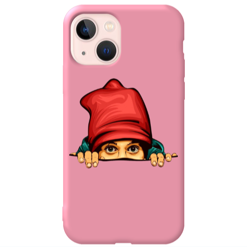 Apple iPhone 13 Hidden Girl Pink Colored Silicone TPU Θήκη