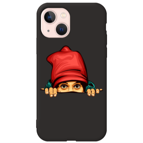 Apple iPhone 13 Hidden Girl Black Colored Silicone TPU Θήκη