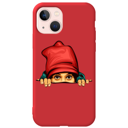 Apple iPhone 13 Hidden Girl Red Colored Silicone TPU Θήκη