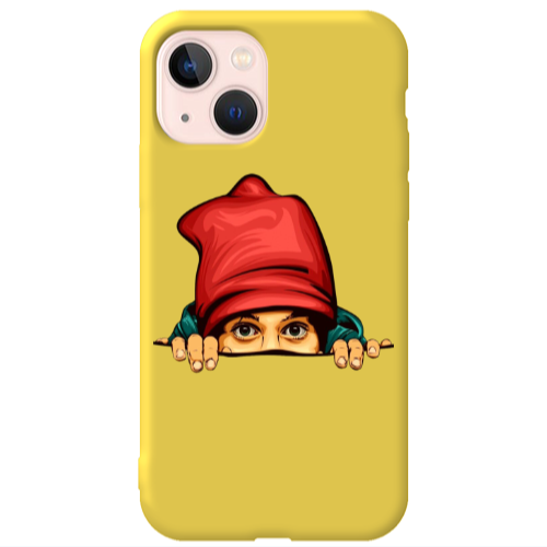 Apple iPhone 13 Hidden Girl Yellow Colored Silicone TPU Θήκη