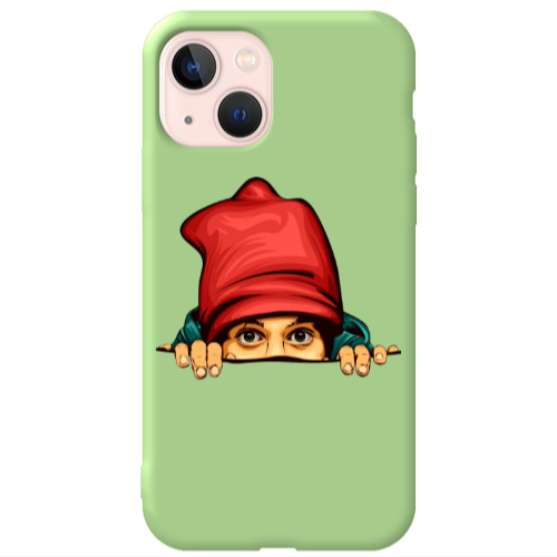 Apple iPhone 13 Hidden Girl Light Green Colored Silicone TPU Θήκη