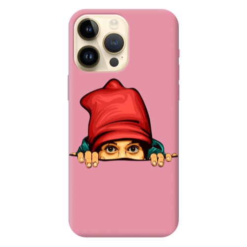 Apple iPhone 13 Pro Max Hidden Girl Pink Colored Silicone TPU Θήκη
