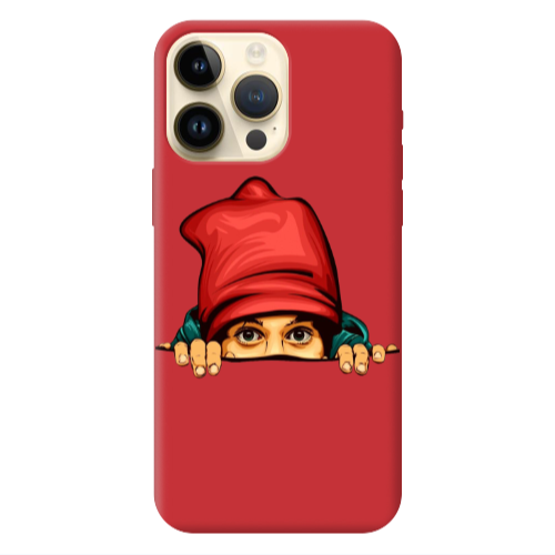 Apple iPhone 13 Pro Max Hidden Girl Red Colored Silicone TPU Θήκη